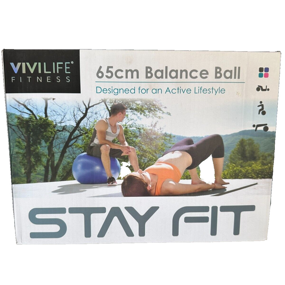 Vivilife Fitness 65 Cm Exercise Workout Yoga Balance Ball with Pump, Brand New